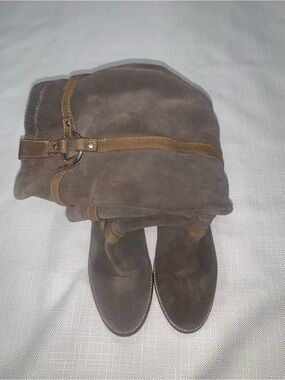 Madden Girl Brown Suede Knee Boots with Tan Interior